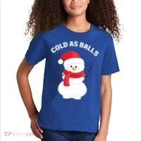 Cold As Balls Winter Snowman Kids T-Shirt thumb 2