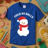 Cold As Balls Winter Snowman Kids T-Shirt thumb 3