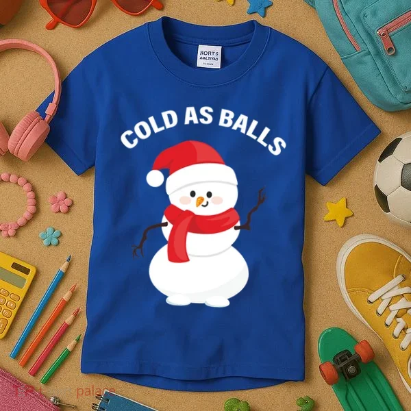 Cold As Balls Winter Snowman Kids T-Shirt