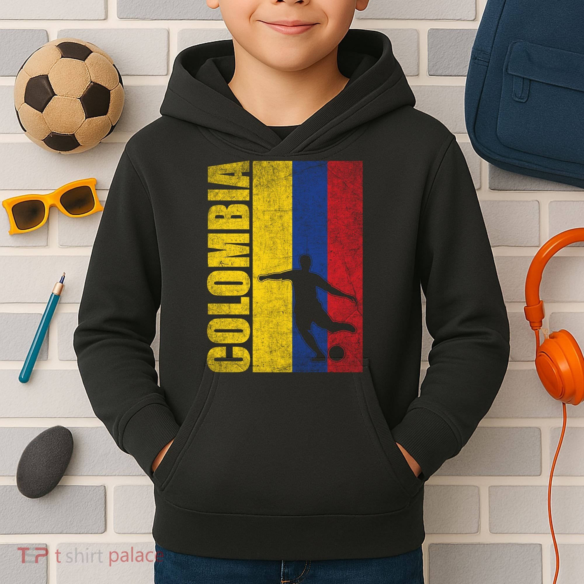 Colombia Flag Soccer World Cup Kids Hoodie