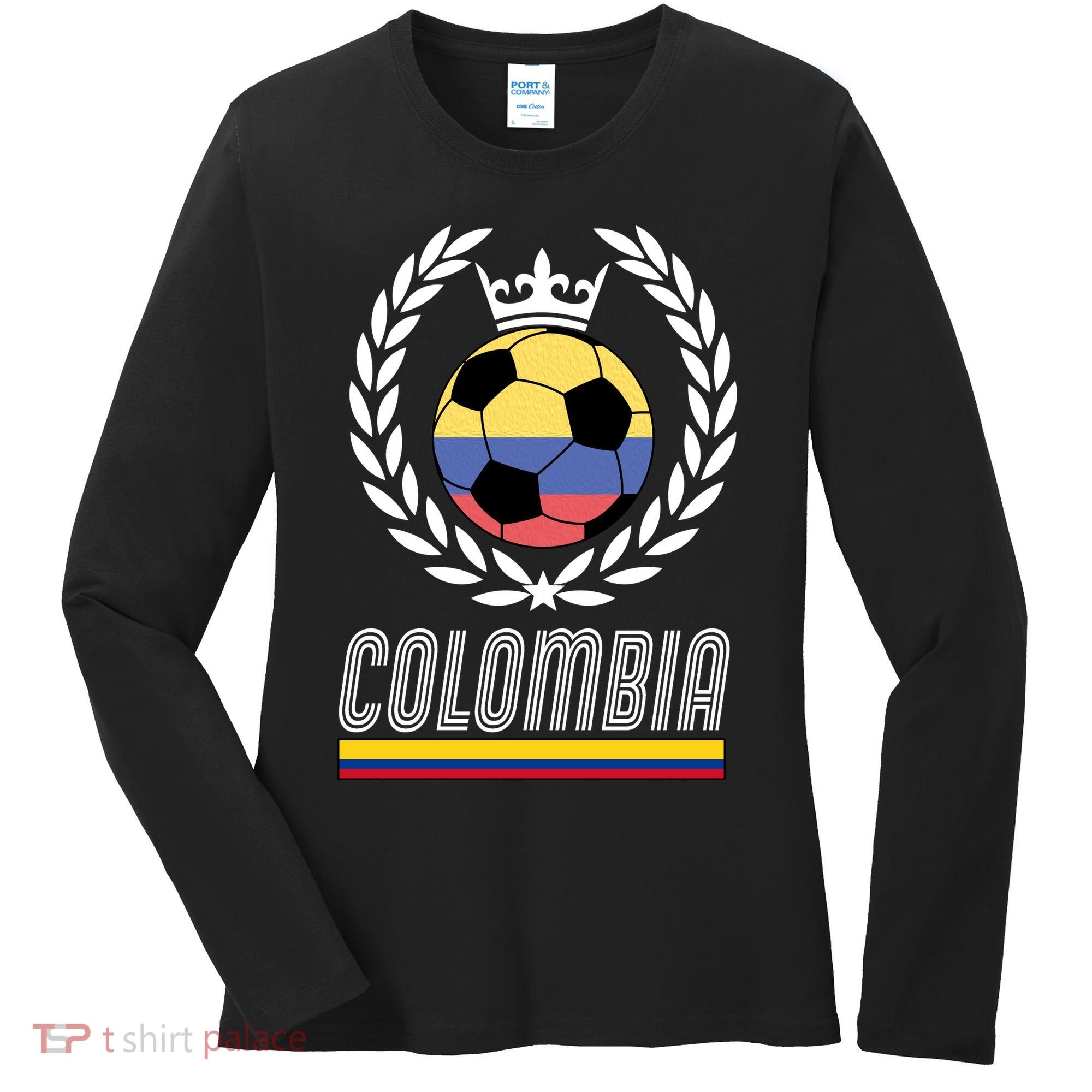 Colombia Soccer Flag Emblem Women's Long Sleeve Shirt