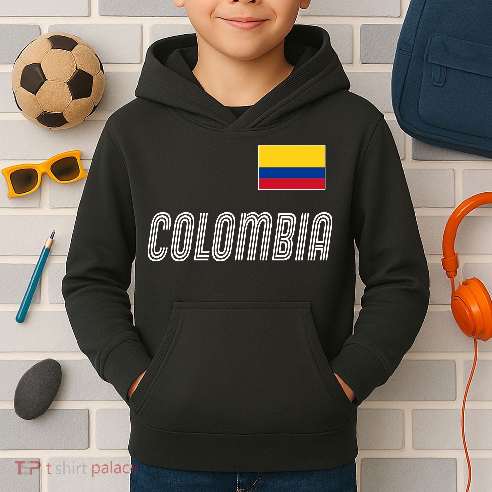 Colombia Soccer Jersey Flag Kids Hoodie