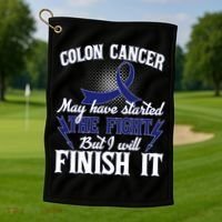 Colon Cancer Awareness Finish The Fight Golf Towel thumb 1