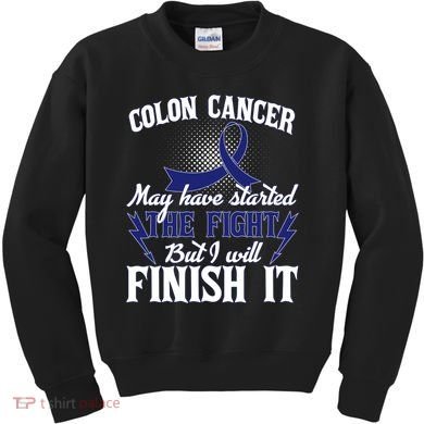 Colon Cancer Awareness Finish The Fight Kids Sweatshirt