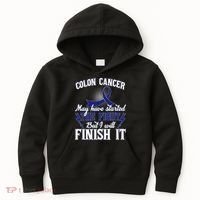 Colon Cancer Awareness Finish The Fight Kids Hoodie thumb 0