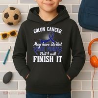Colon Cancer Awareness Finish The Fight Kids Hoodie thumb 2