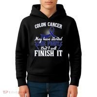 Colon Cancer Awareness Finish The Fight Kids Hoodie thumb 4