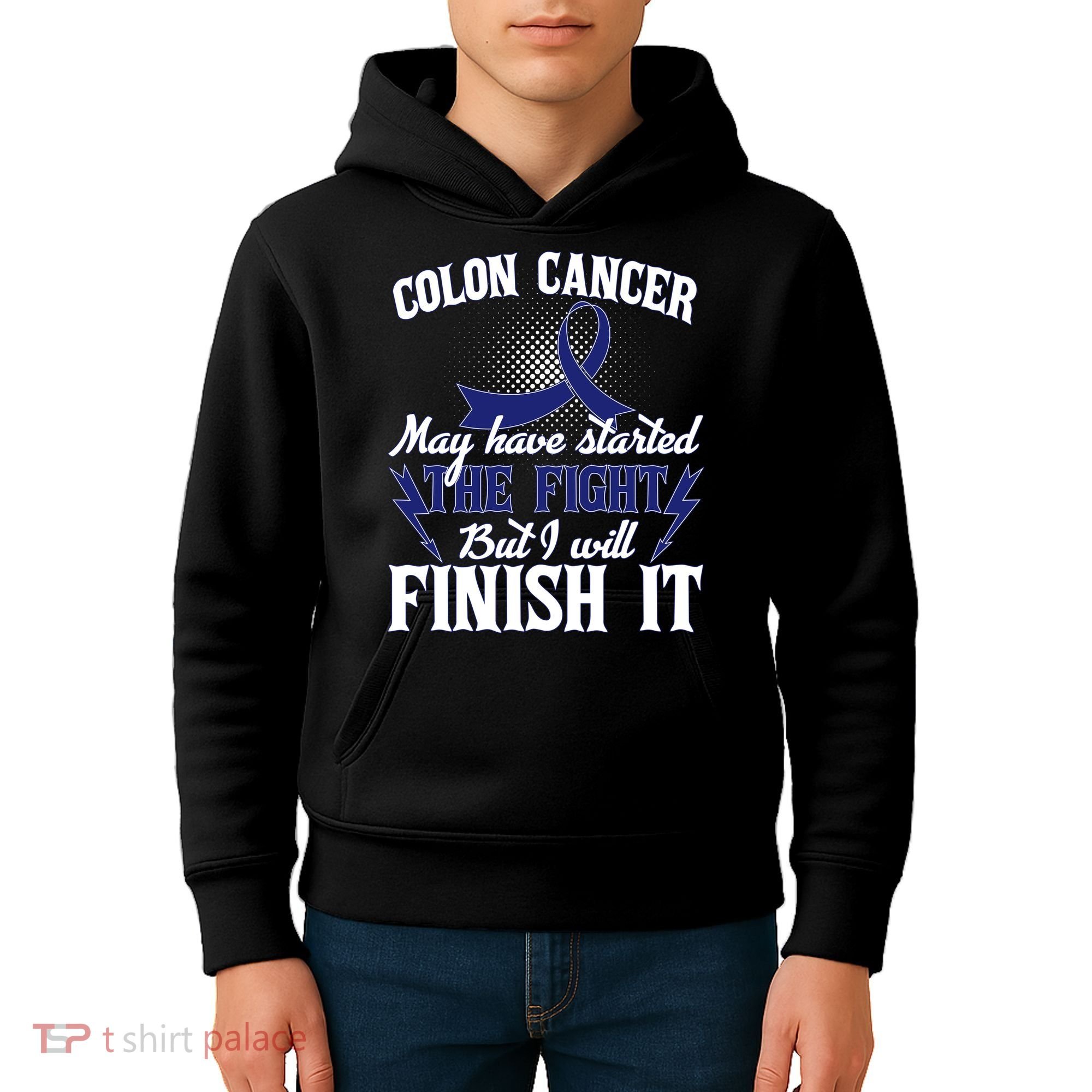 Colon Cancer Awareness Finish The Fight Kids Hoodie