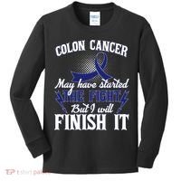Colon Cancer Awareness Finish The Fight Kids Long Sleeve Shirt thumb 0