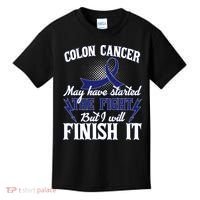 Colon Cancer Awareness Finish The Fight Kids T-Shirt thumb 0