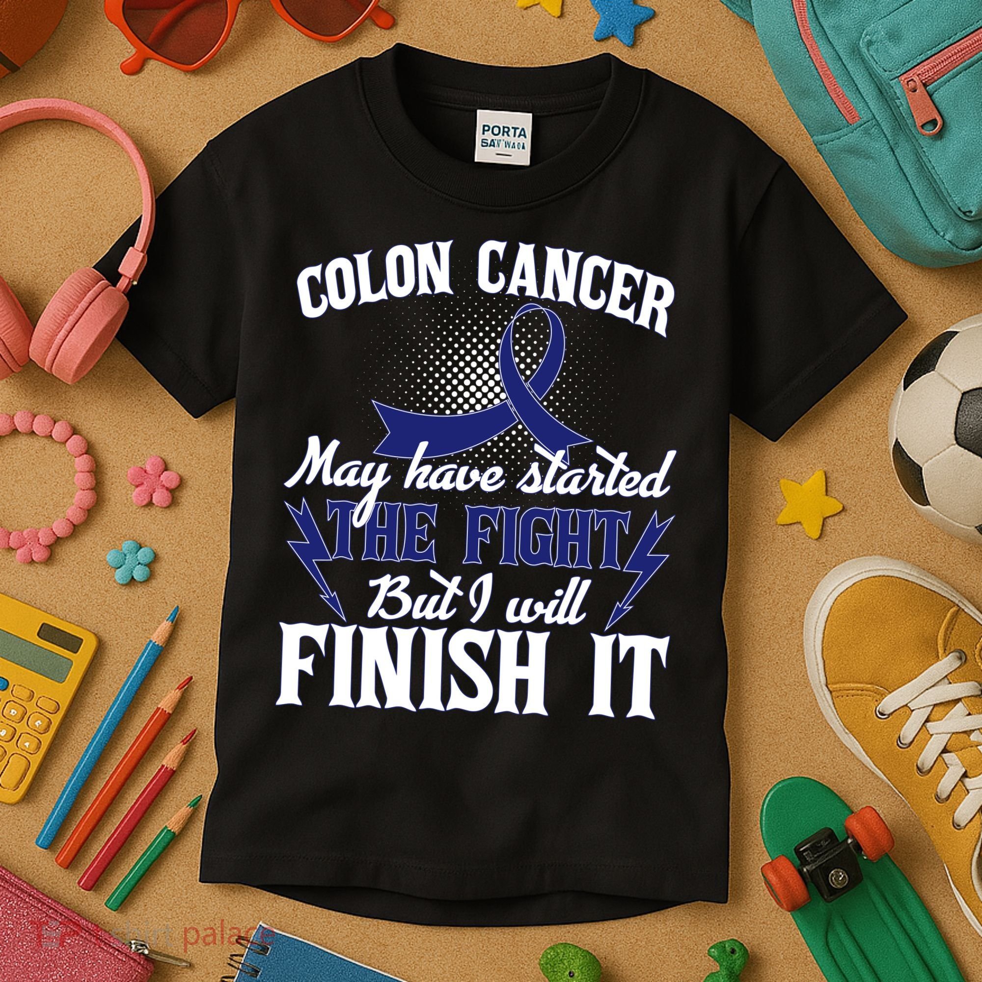 Colon Cancer Awareness Finish The Fight Kids T-Shirt