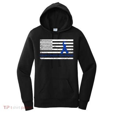 Colon Cancer Awareness Flag Women's Hoodie