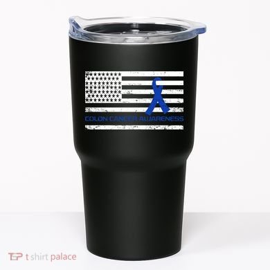 Colon Cancer Awareness Flag Tumbler