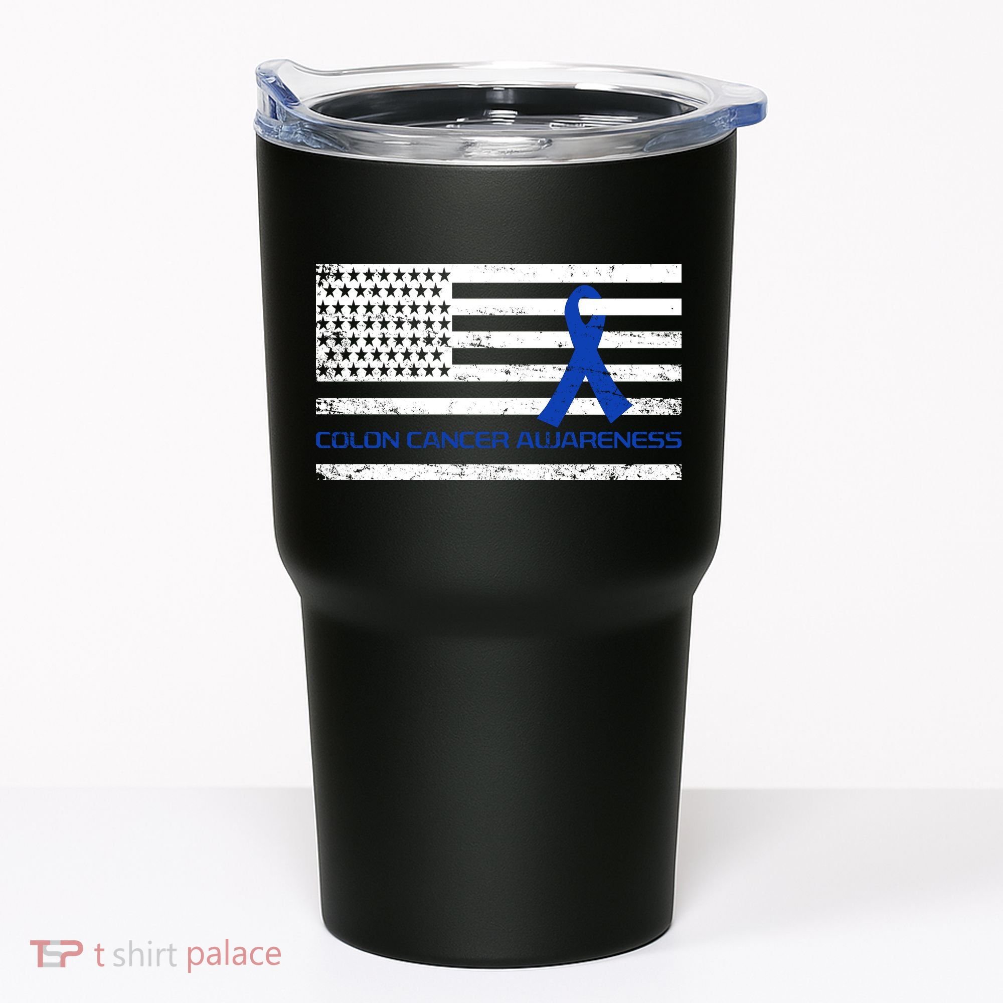 Colon Cancer Awareness Flag Tumbler