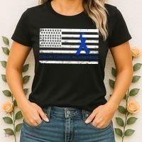 Colon Cancer Awareness Flag Women's T-Shirt thumb 2