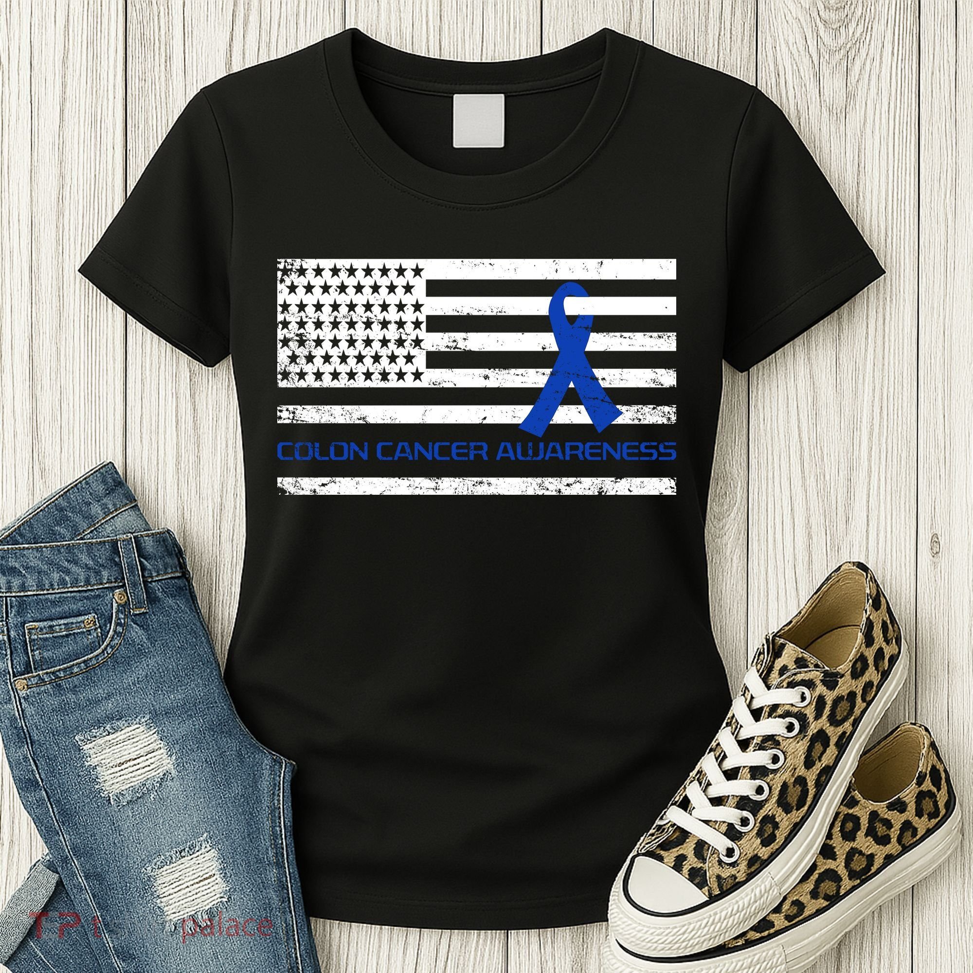 Colon Cancer Awareness Flag Women's T-Shirt