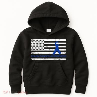 Colon Cancer Awareness Flag Kids Hoodie