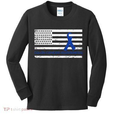 Colon Cancer Awareness Flag Kids Long Sleeve Shirt