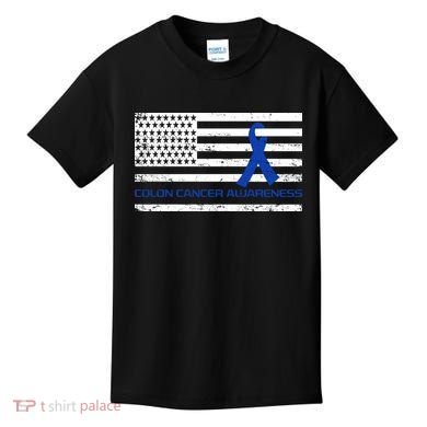 Colon Cancer Awareness Flag Kids T-Shirt