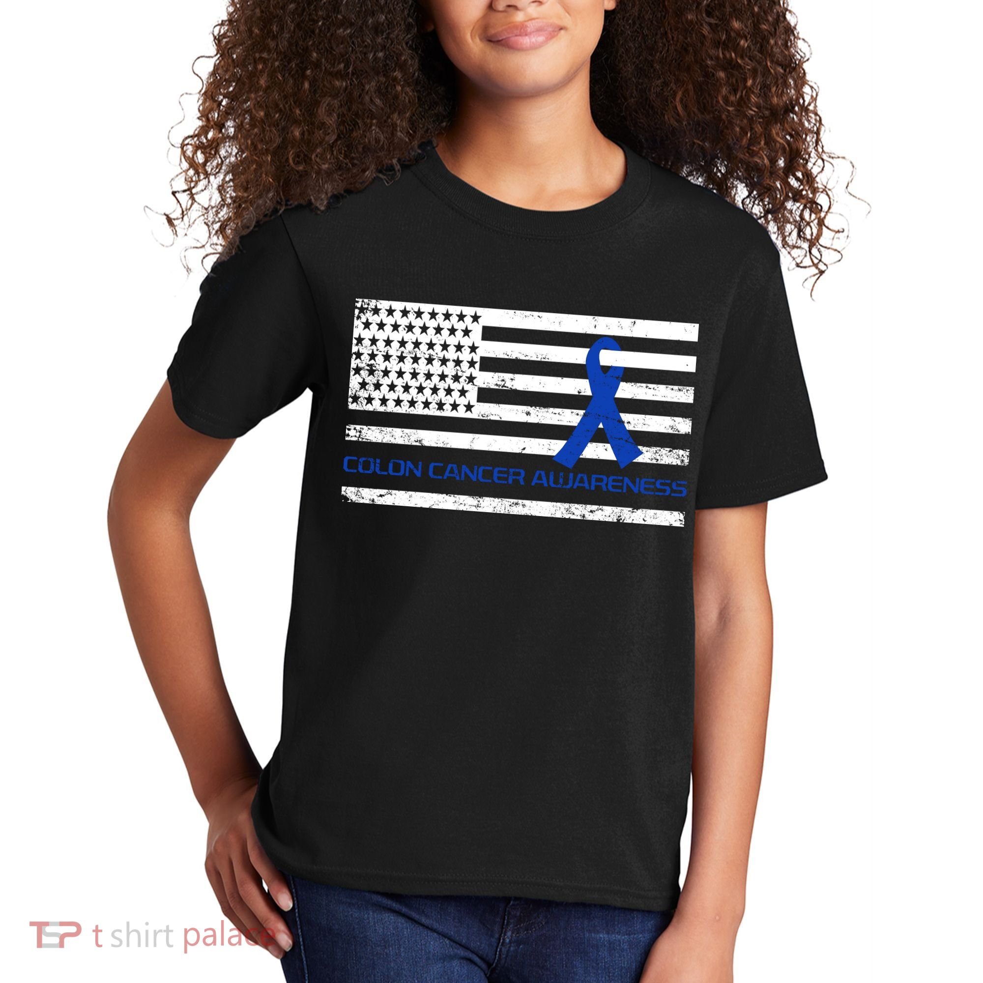 Colon Cancer Awareness Flag Kids T-Shirt