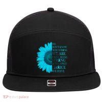 Colon Cancer Awareness Sunflower 7 Panel Mesh Trucker Snapback Hat thumb 0
