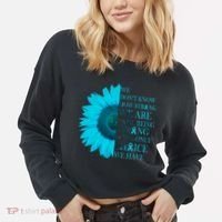 Colon Cancer Awareness Sunflower Cropped Pullover Crew thumb 2