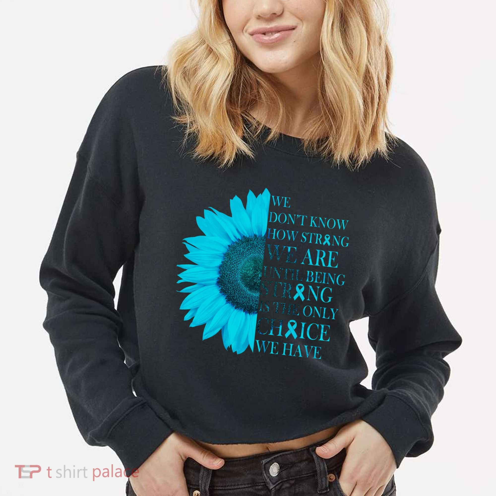 Colon Cancer Awareness Sunflower Cropped Pullover Crew