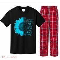 Colon Cancer Awareness Sunflower Kids Plaid Pajama Set thumb 0