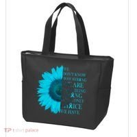 Colon Cancer Awareness Sunflower Tote Bag thumb 3