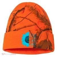Colon Cancer Awareness Sunflower Kati Licensed 12" Camo Cuffed Beanie thumb 0