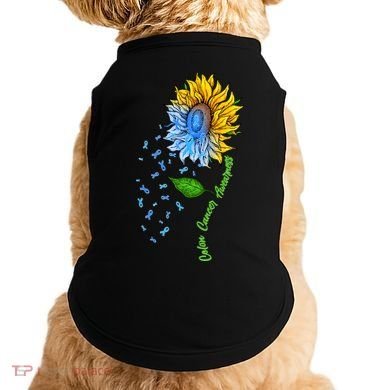Colon Cancer Awareness Sunflower Support Doggie Tank