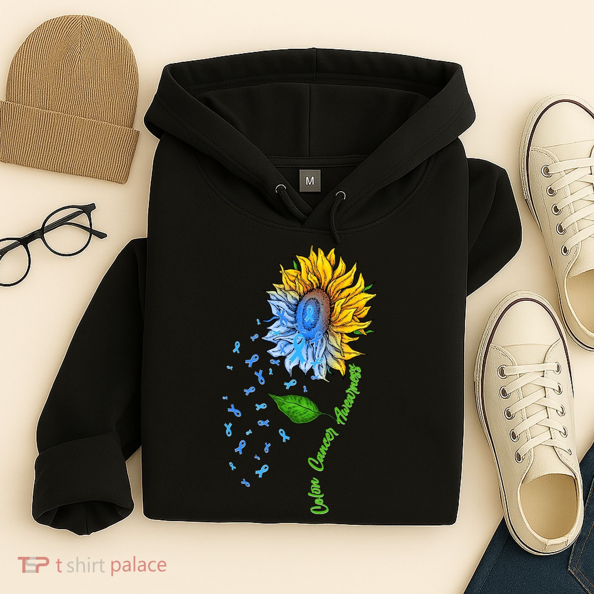 Colon Cancer Awareness Sunflower Support Hoodie