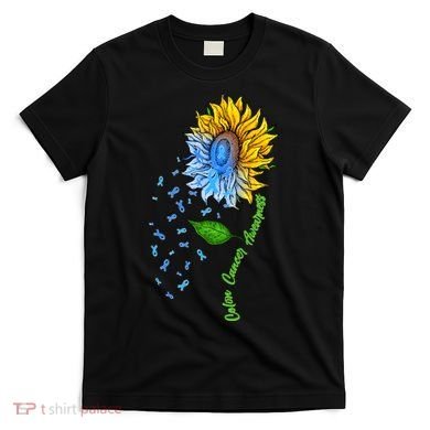 Colon Cancer Awareness Sunflower Support T-Shirt