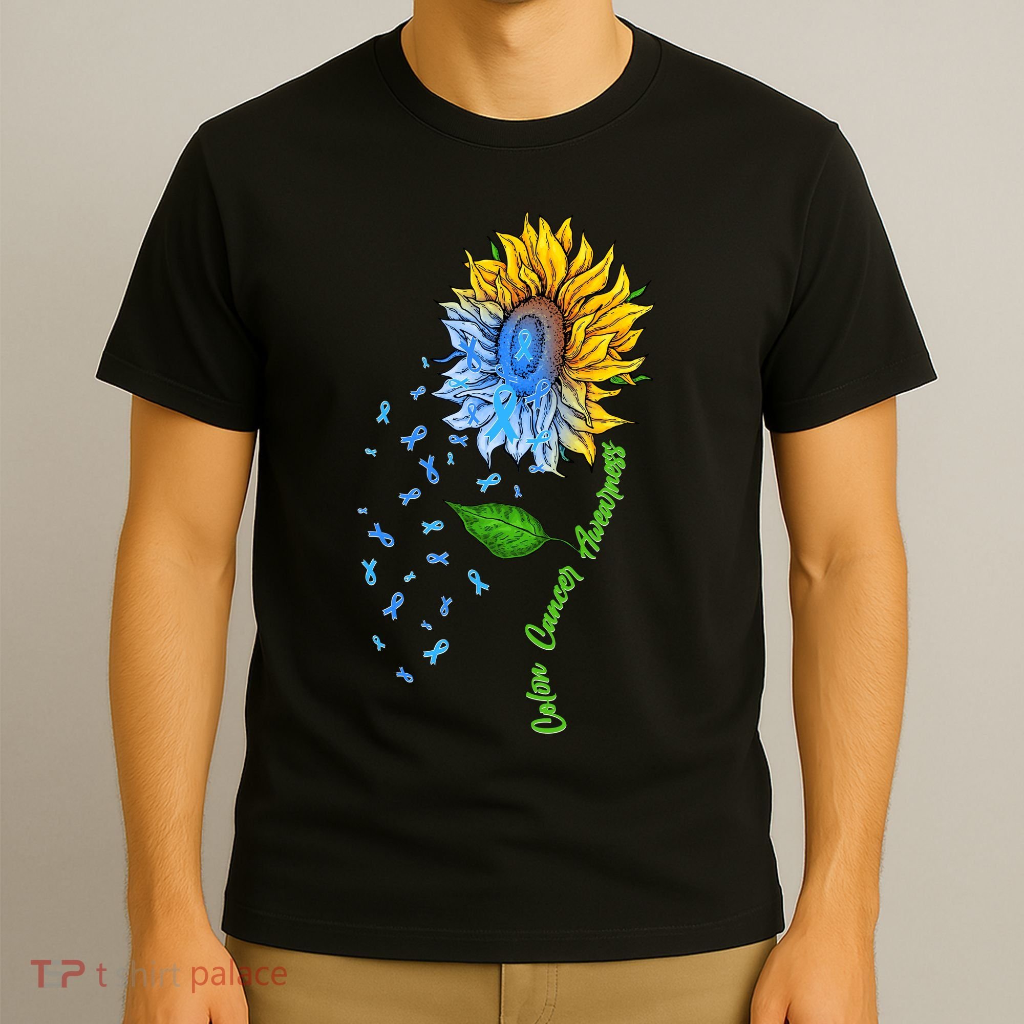Colon Cancer Awareness Sunflower Support T-Shirt