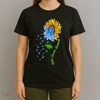 Colon Cancer Awareness Sunflower Support T-Shirt thumb 4