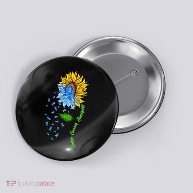 Colon Cancer Awareness Sunflower Support Button