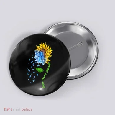 Colon Cancer Awareness Sunflower Support Button