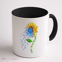 Colon Cancer Awareness Sunflower Support Coffee Mug thumb 1