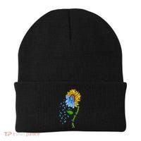 Colon Cancer Awareness Sunflower Support Beanie thumb 0