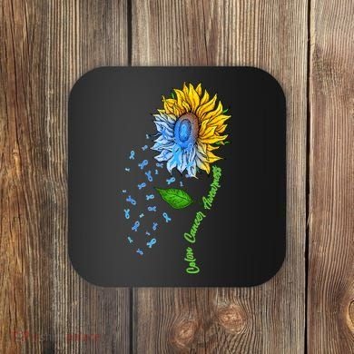 Colon Cancer Awareness Sunflower Support Coaster