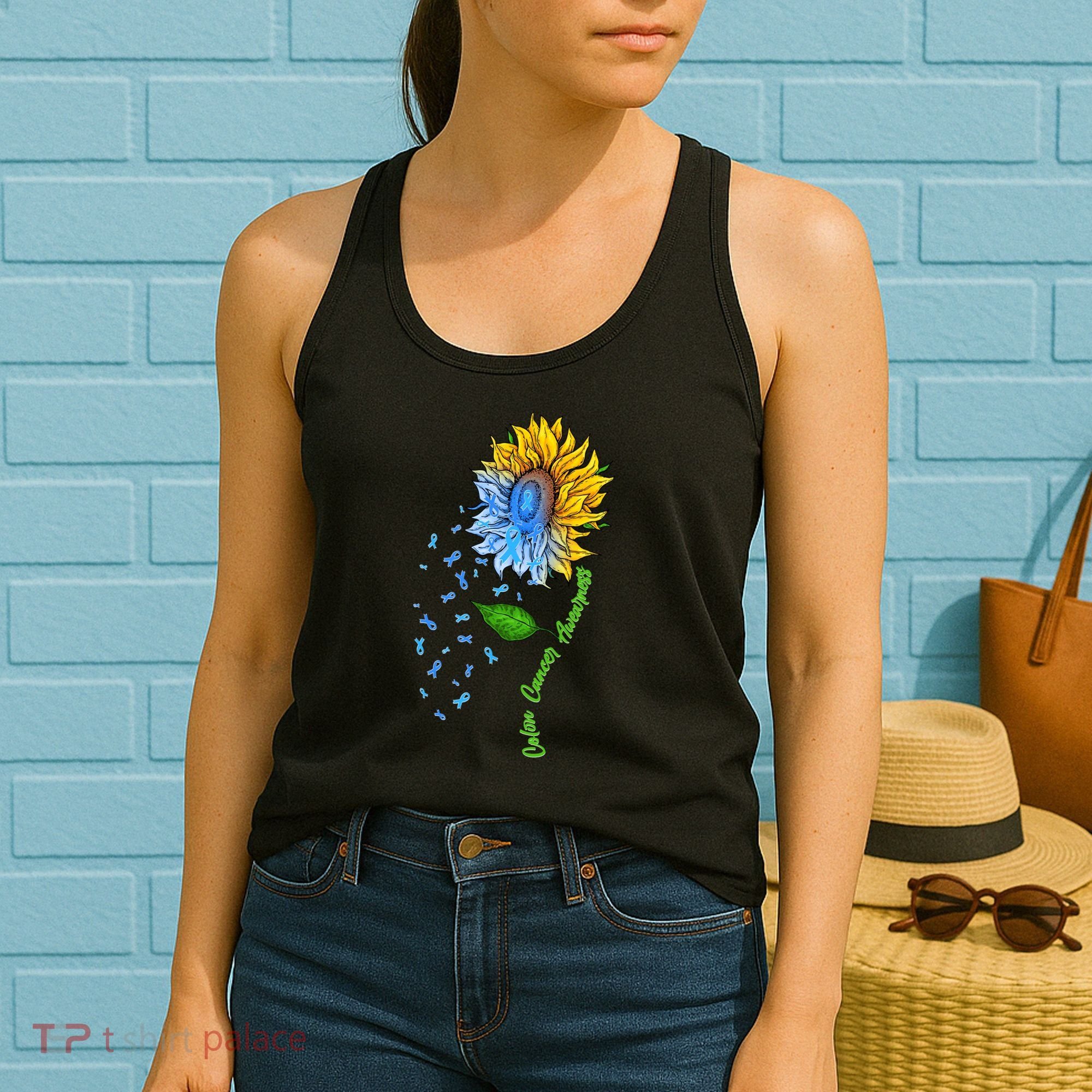 Colon Cancer Awareness Sunflower Support Women's Tank Top