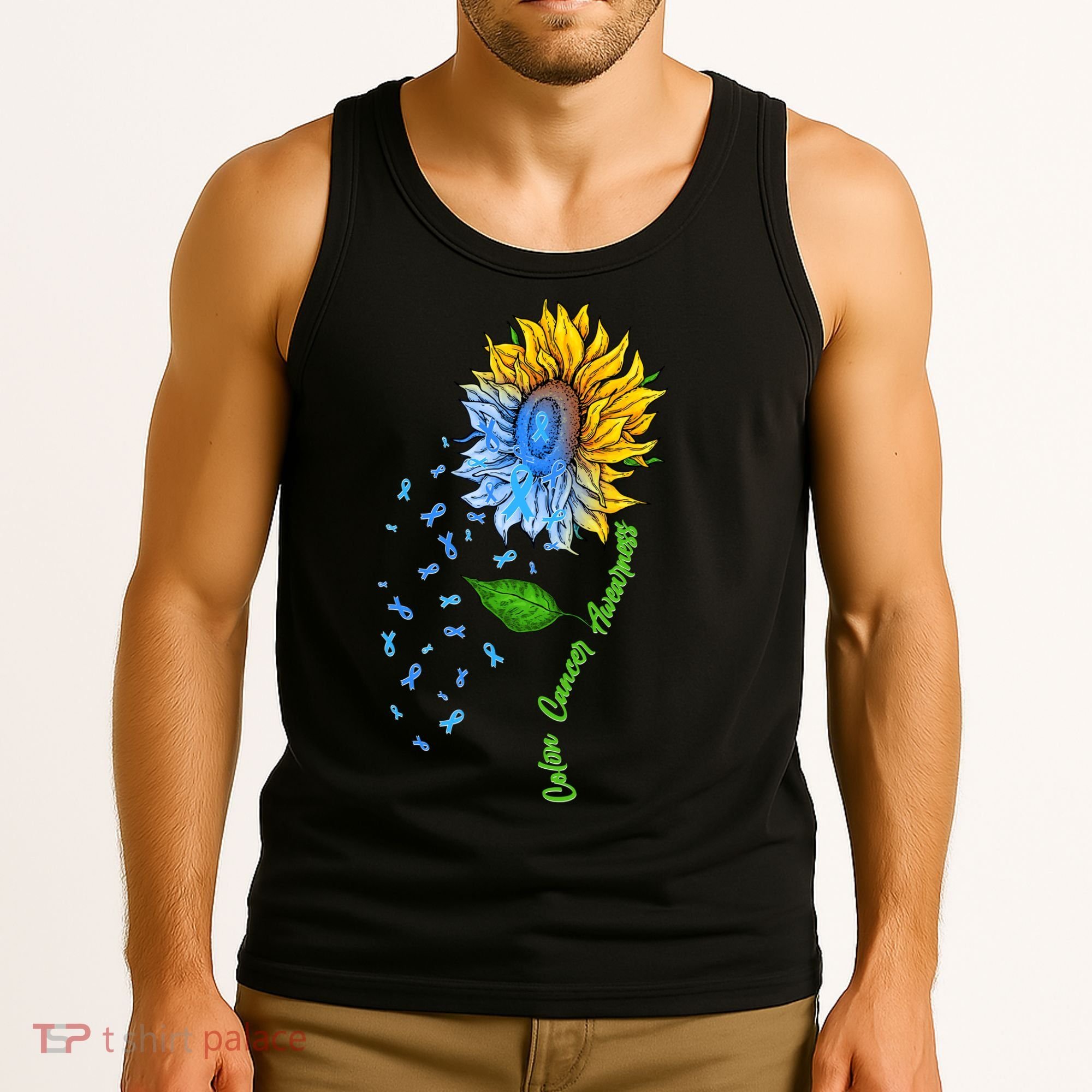 Colon Cancer Awareness Sunflower Support Tank Top
