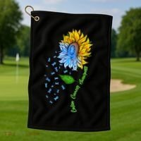 Colon Cancer Awareness Sunflower Support Golf Towel thumb 1
