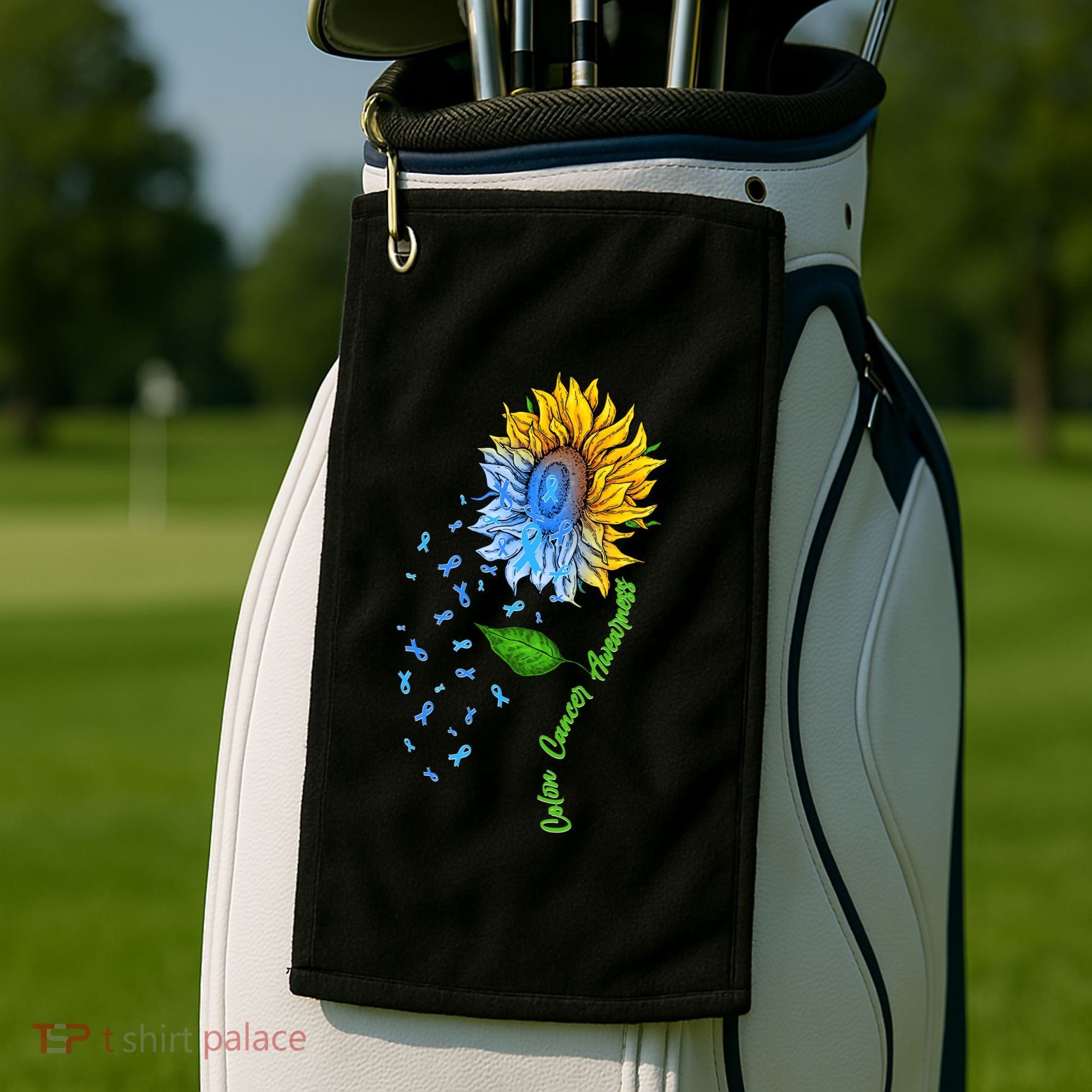 Colon Cancer Awareness Sunflower Support Golf Towel