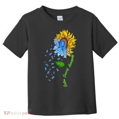 Colon Cancer Awareness Sunflower Support Toddler T-Shirt
