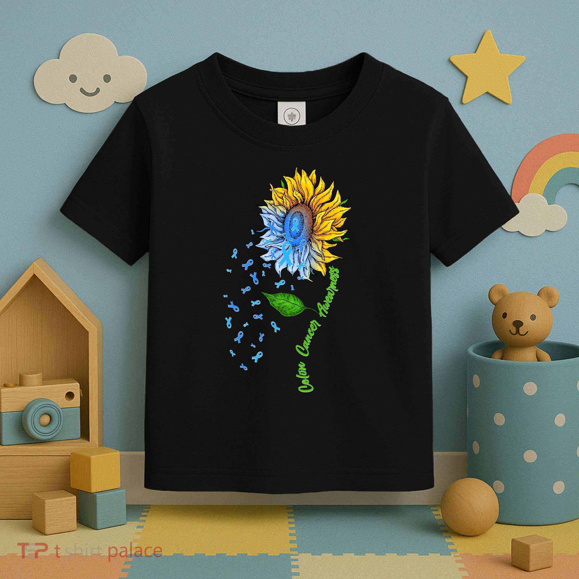 Colon Cancer Awareness Sunflower Support Toddler T-Shirt