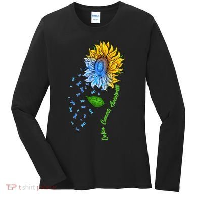 Colon Cancer Awareness Sunflower Support Women's Long Sleeve Shirt