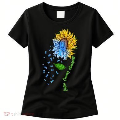 Colon Cancer Awareness Sunflower Support Women's T-Shirt