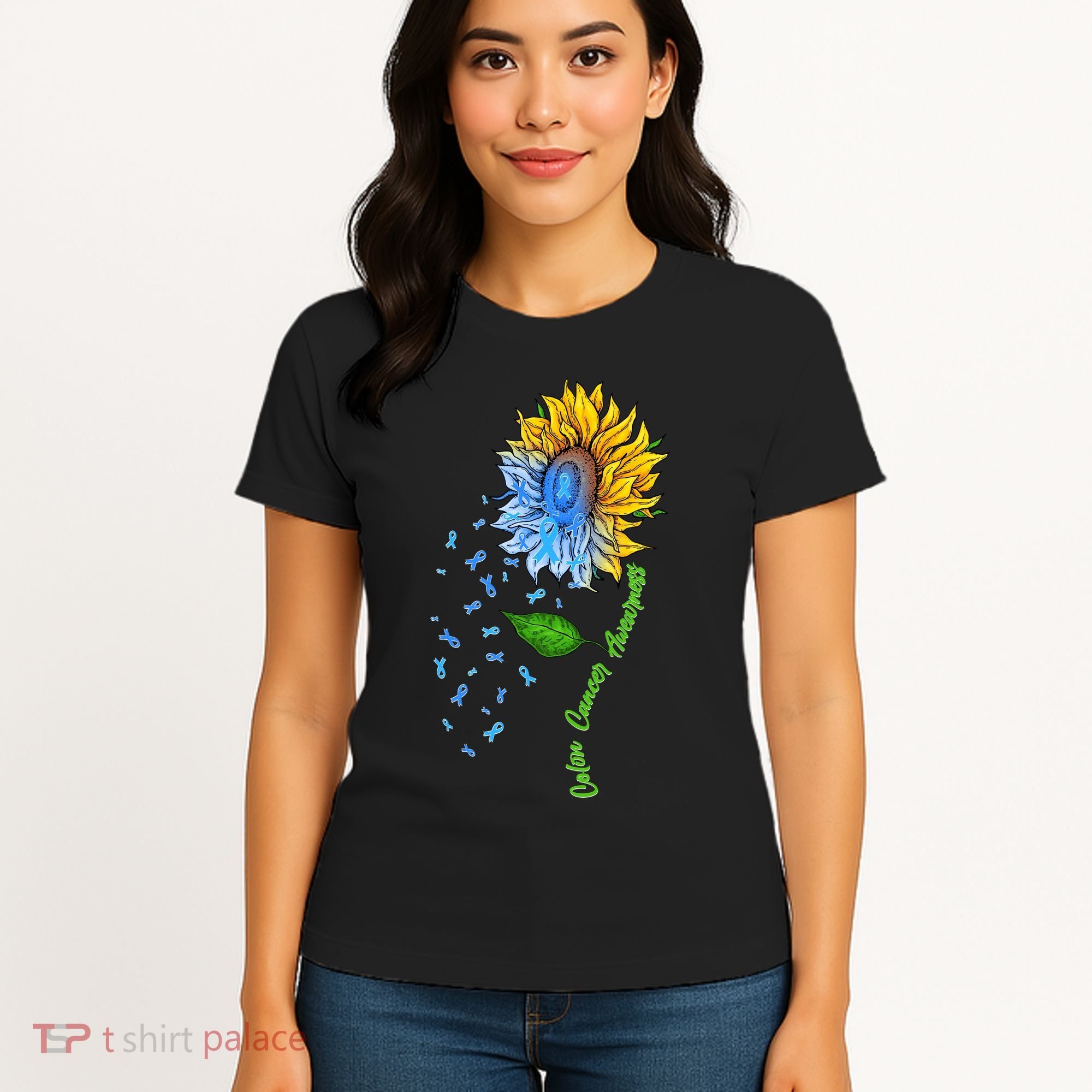 Colon Cancer Awareness Sunflower Support Women's T-Shirt