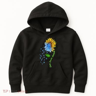 Colon Cancer Awareness Sunflower Support Kids Hoodie
